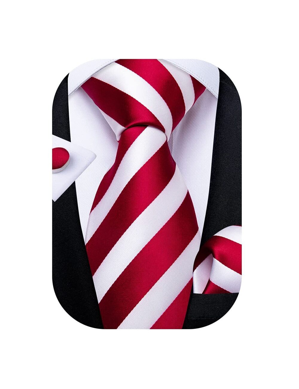 7038 Red and White 's Christmas Tie Silk Woven Jacquard Necktie Set